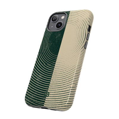 Green Tough Phone Case for iPhone - Evergreen Split Grain
