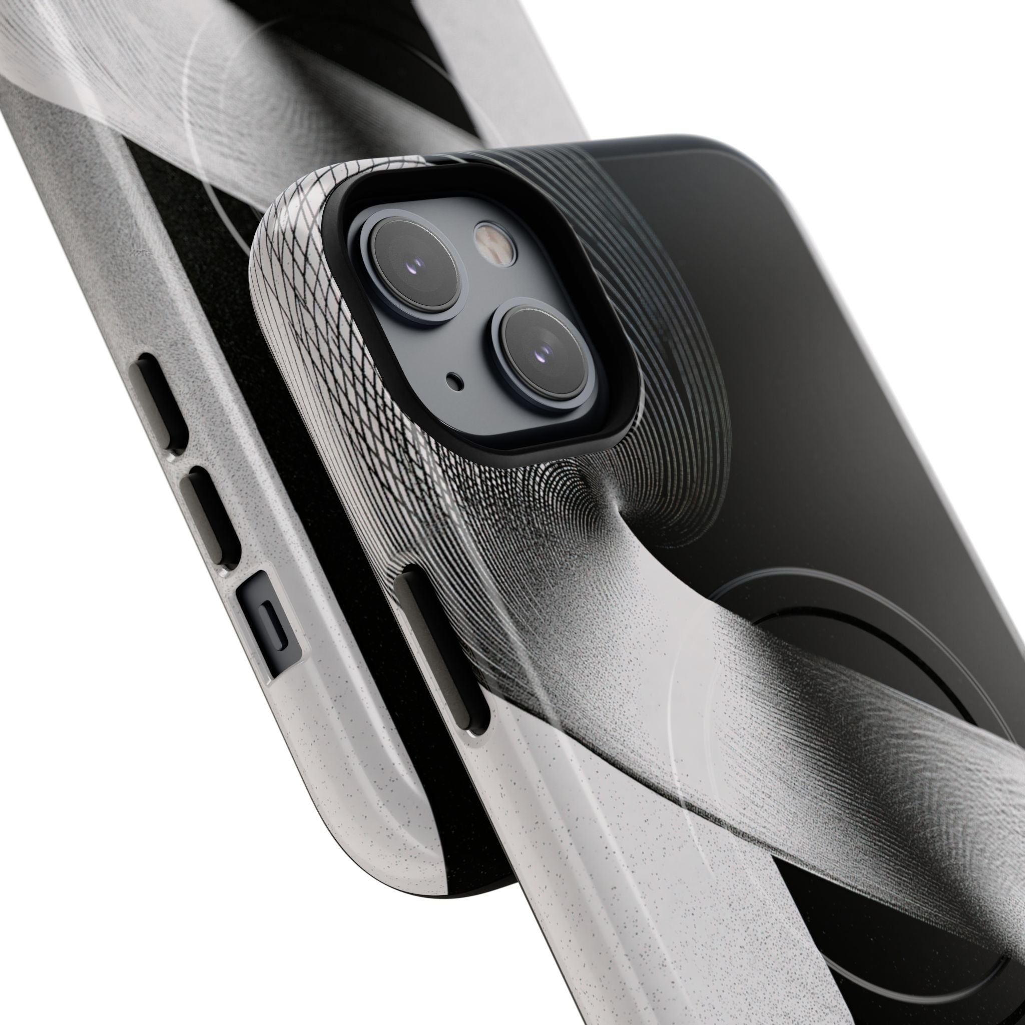 Grey Tough 2.0 Magsafe Phone Case for iPhone - Obsidian Moiré Wave