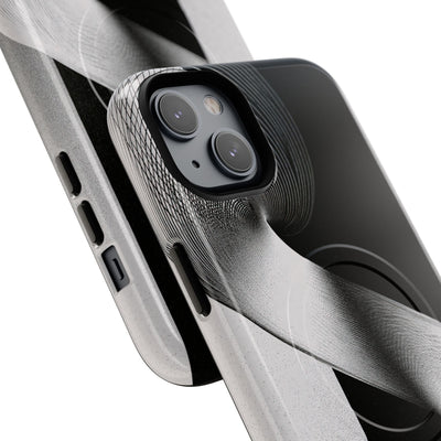 Grey Tough 2.0 Magsafe Phone Case for iPhone - Obsidian Moiré Wave