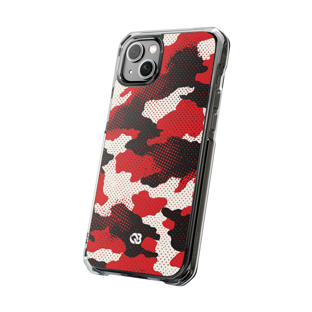 Crimson Halftone Camo · Clear Impact Magnetic Phone Case for iPhone · Red