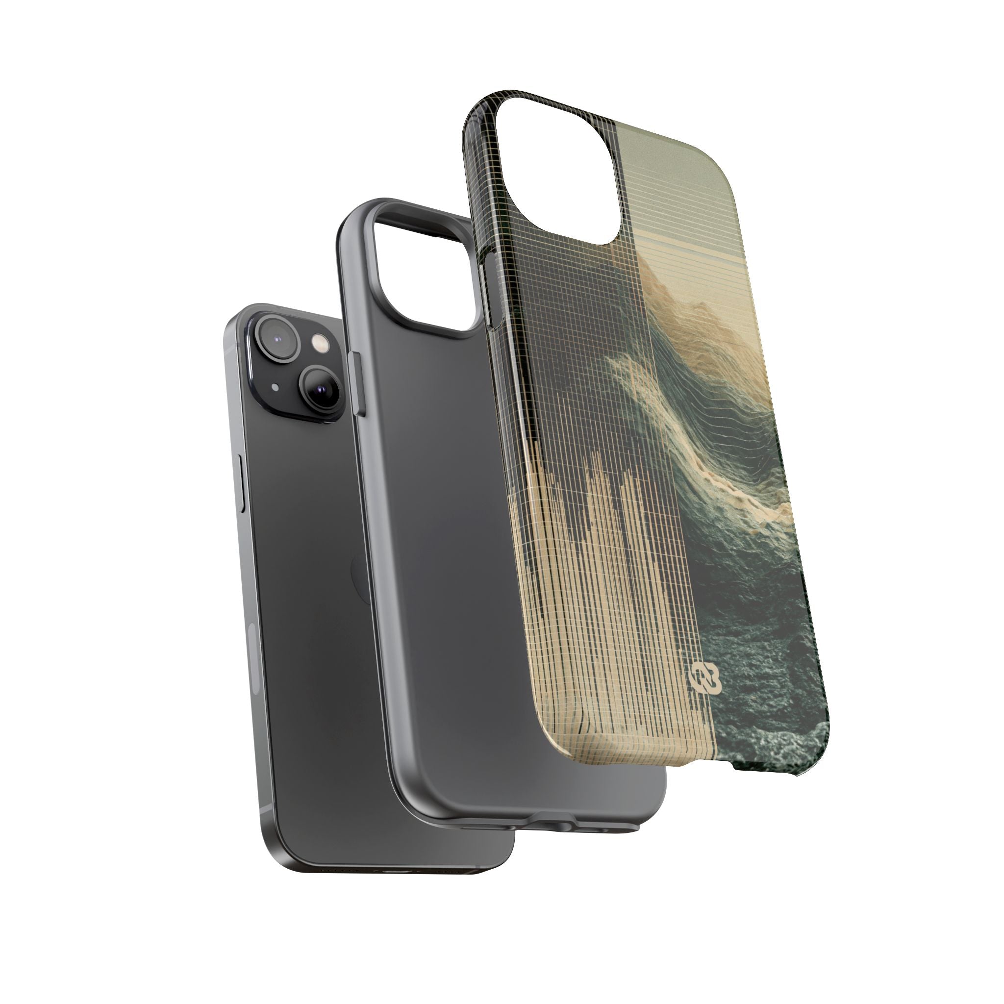 Beige Tough Phone Case for iPhone - Veridian Data Ridge