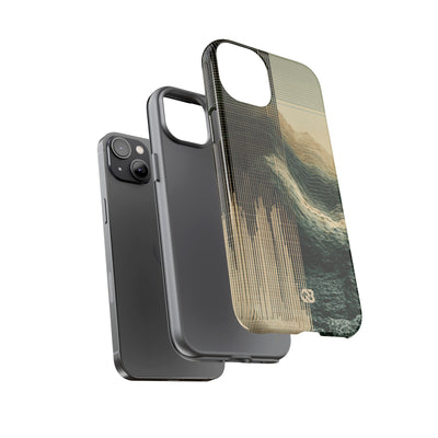Beige Tough Phone Case for iPhone - Veridian Data Ridge
