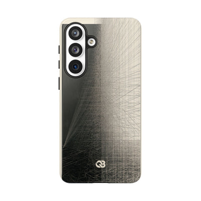 Beige Tough Phone Case for Samsung - Brutalist Graphite Grid