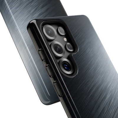 Grey Tough Phone Case for Samsung - Charcoal Brushed Steel