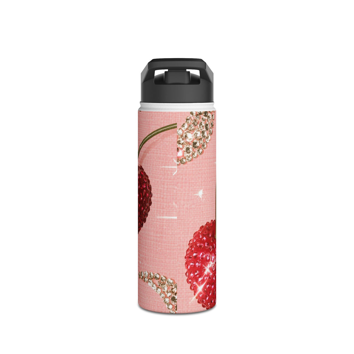 Bedazzled Ruby Cherries · Insulated Water Bottle · Pink