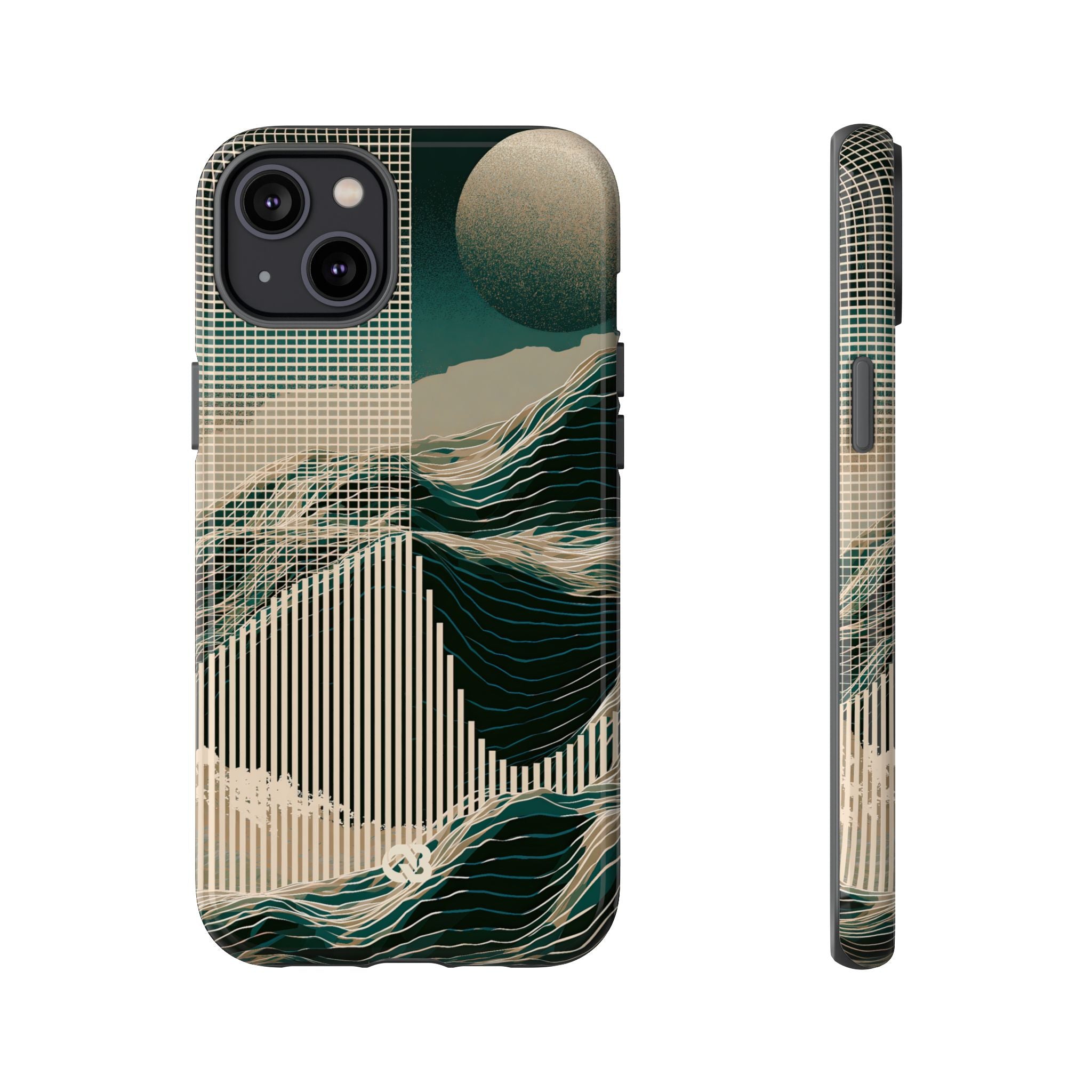 Green Tough Phone Case for iPhone - Lunar Moss Topography