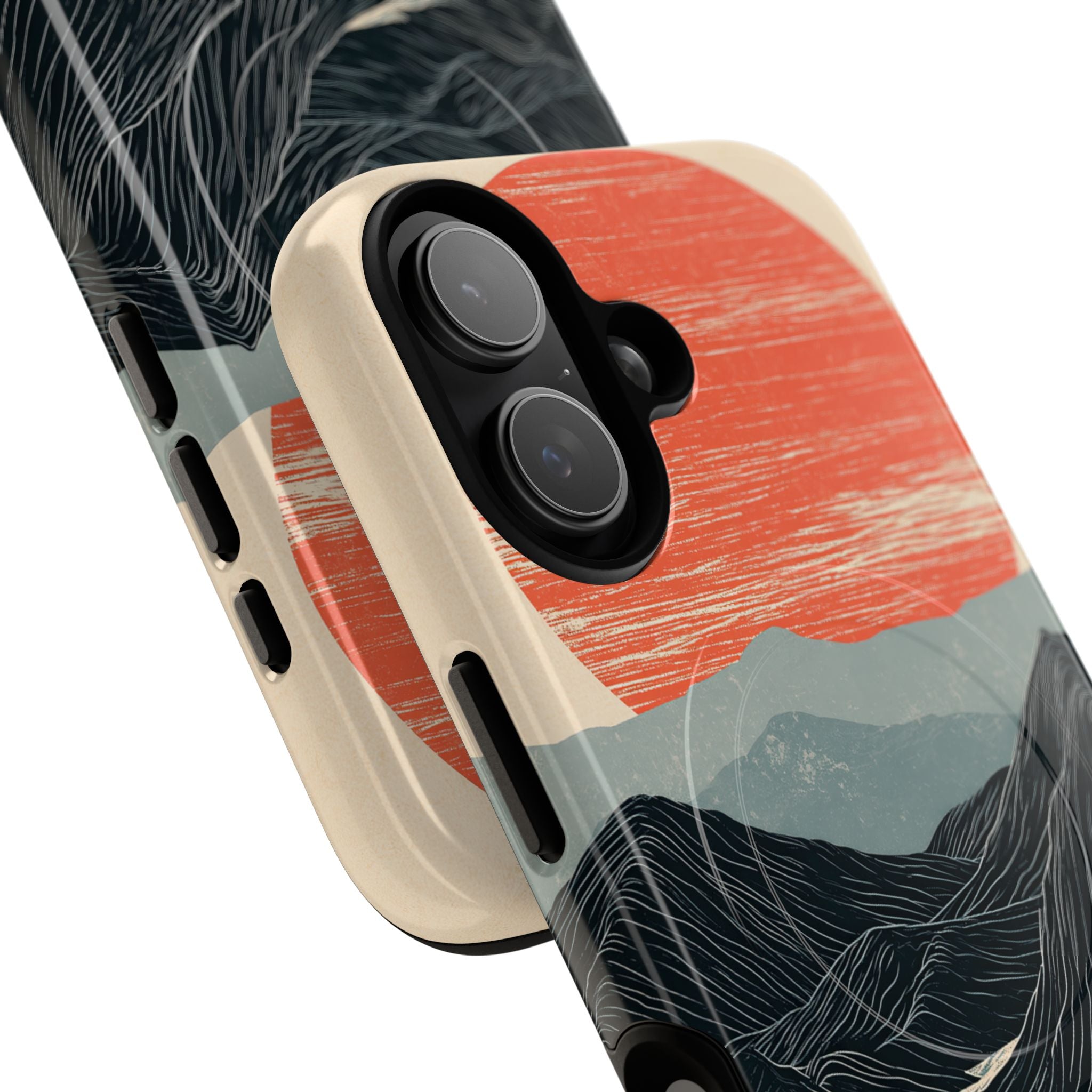 Beige Tough 2.0 Magsafe Phone Case for iPhone - Crimson Ridge Flow