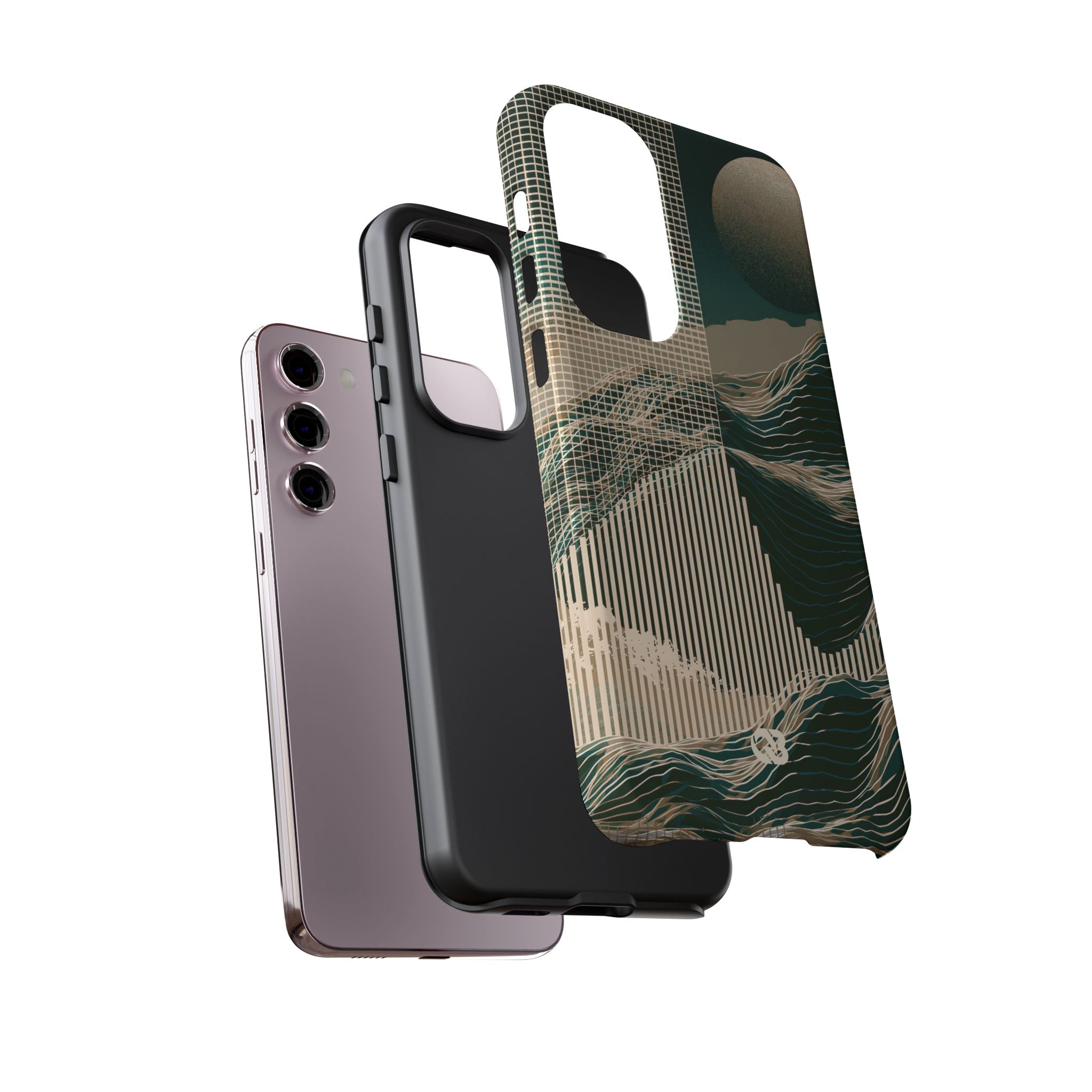 Green Tough Phone Case for Samsung - Lunar Moss Topography