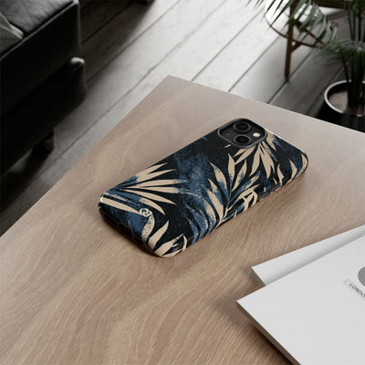 Blue Tough Phone Case for iPhone - Midnight Indigo Palm