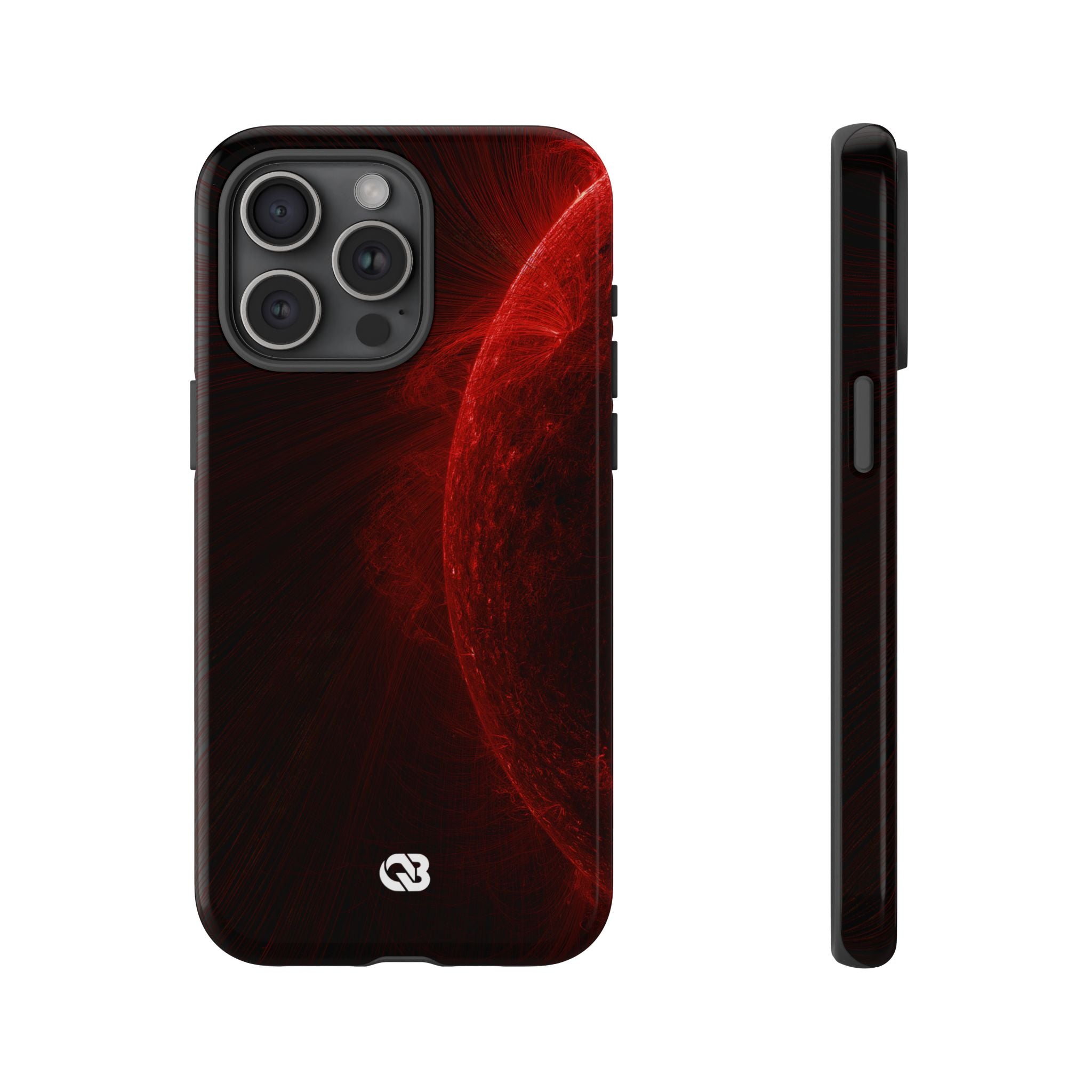 Red Tough Phone Case for iPhone - Solar Crimson Flare