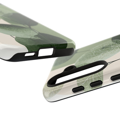 Green Tough Phone Case for Samsung - Sage Leaf Skeletals
