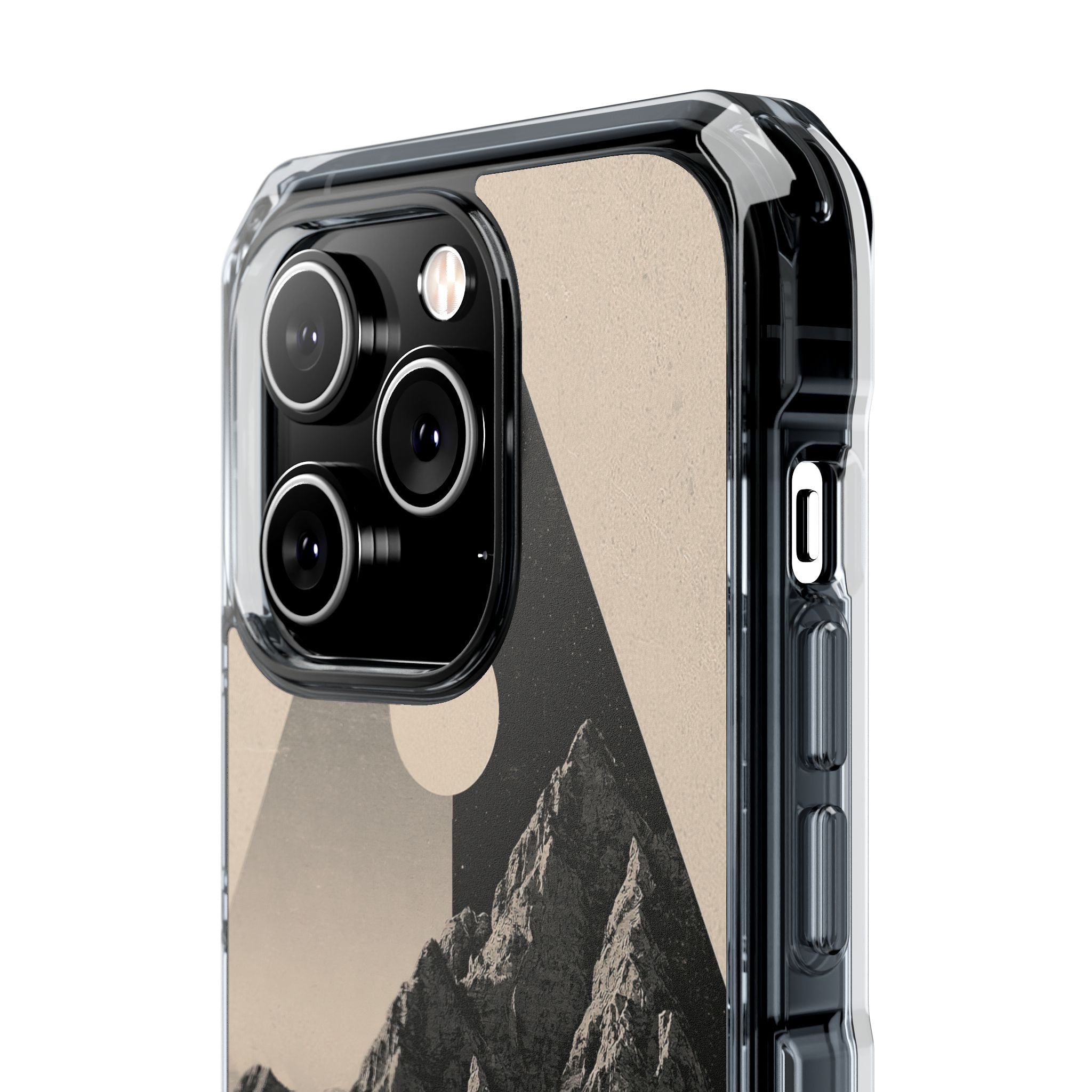 Beige Impact MagSafe Phone Case for iPhone - Obsidian Summit Parchment