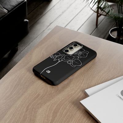 Black Tough Phone Case for Samsung - Noir Alabaster Orchid