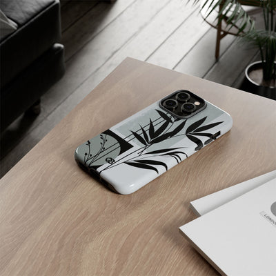 Grey Tough Phone Case for iPhone - Sage Bamboo Noir