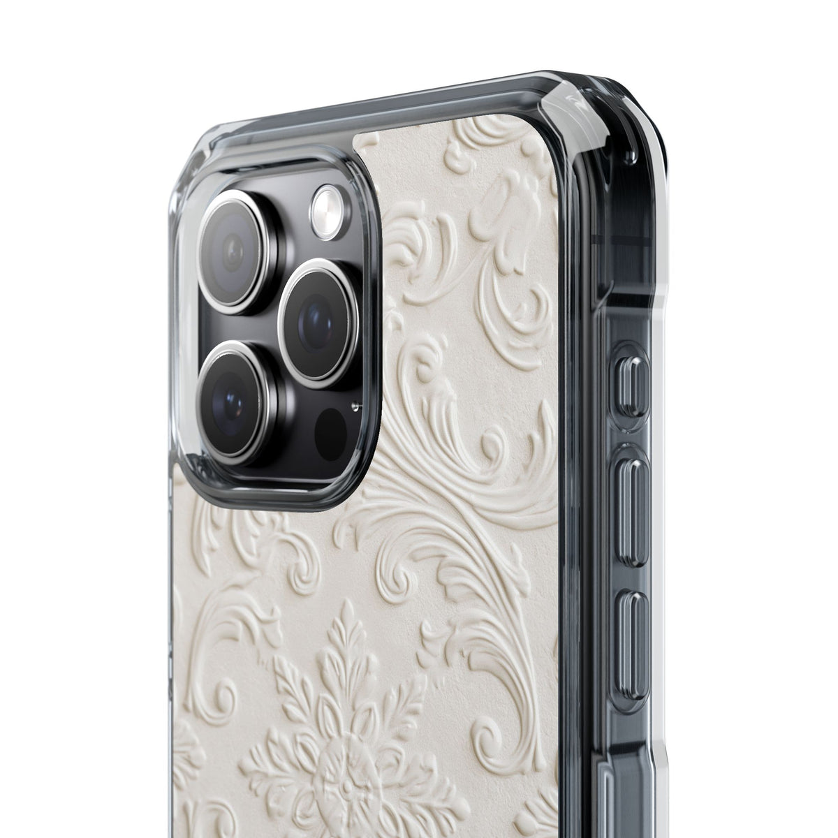 Ivory Baroque Relief · Clear Impact Magnetic Phone Case for iPhone ·  White