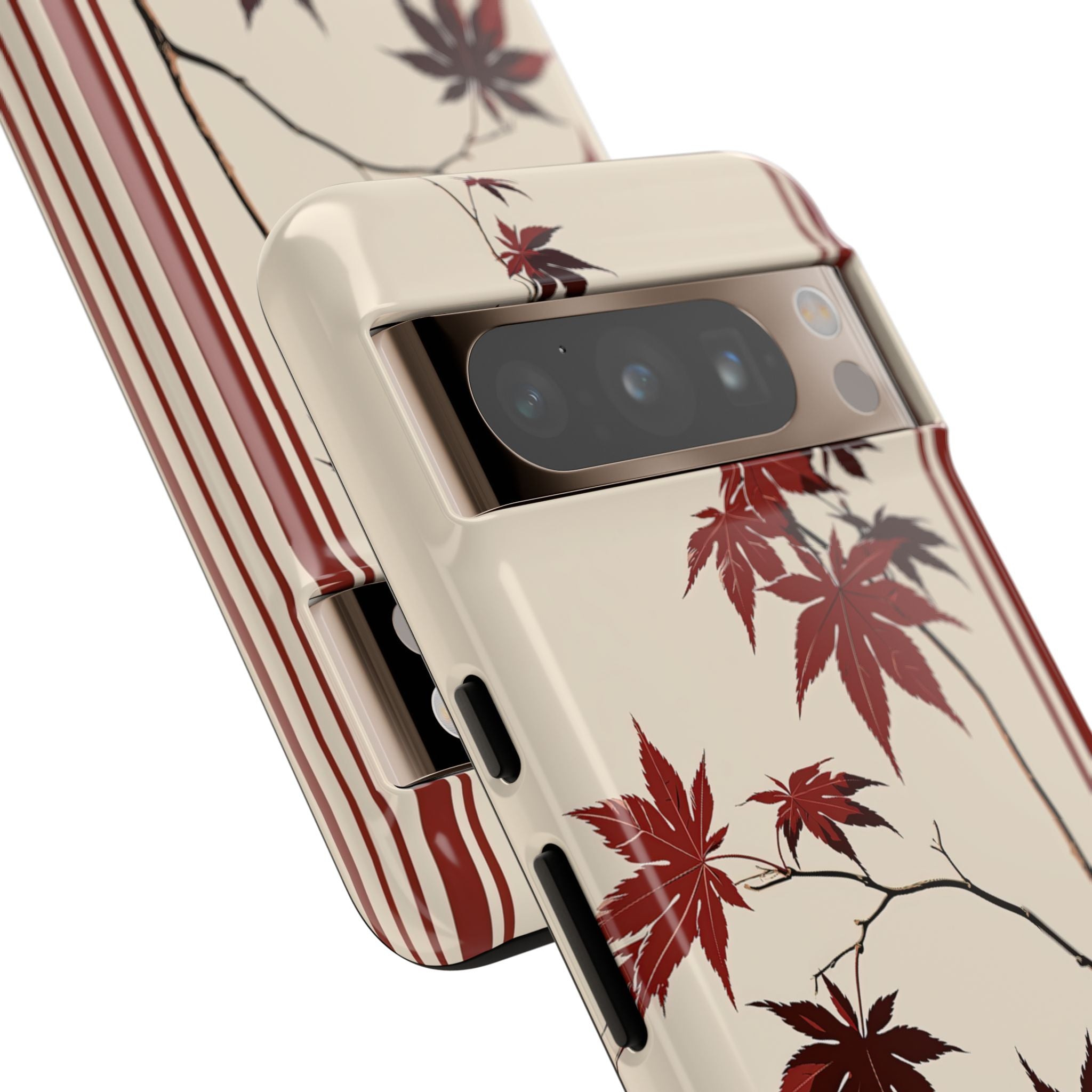 Red Tough Phone Case for Google Pixel - Crimson Momiji Stripe