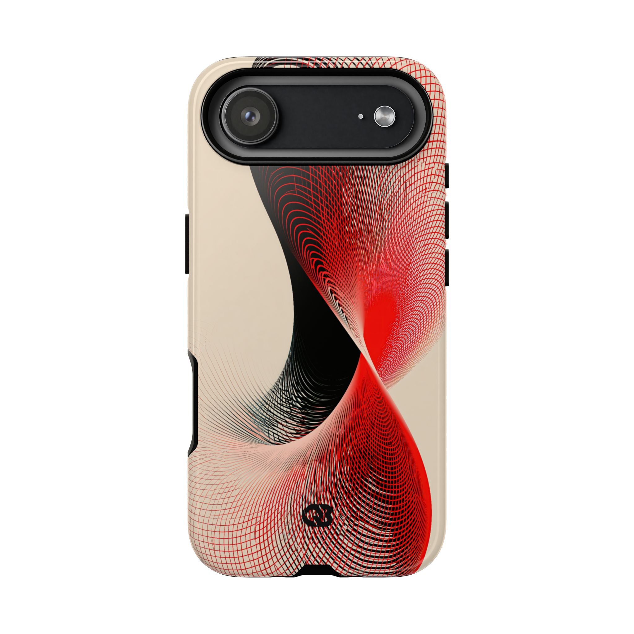 Red Tough Phone Case for iPhone - Crimson Grid Vortex
