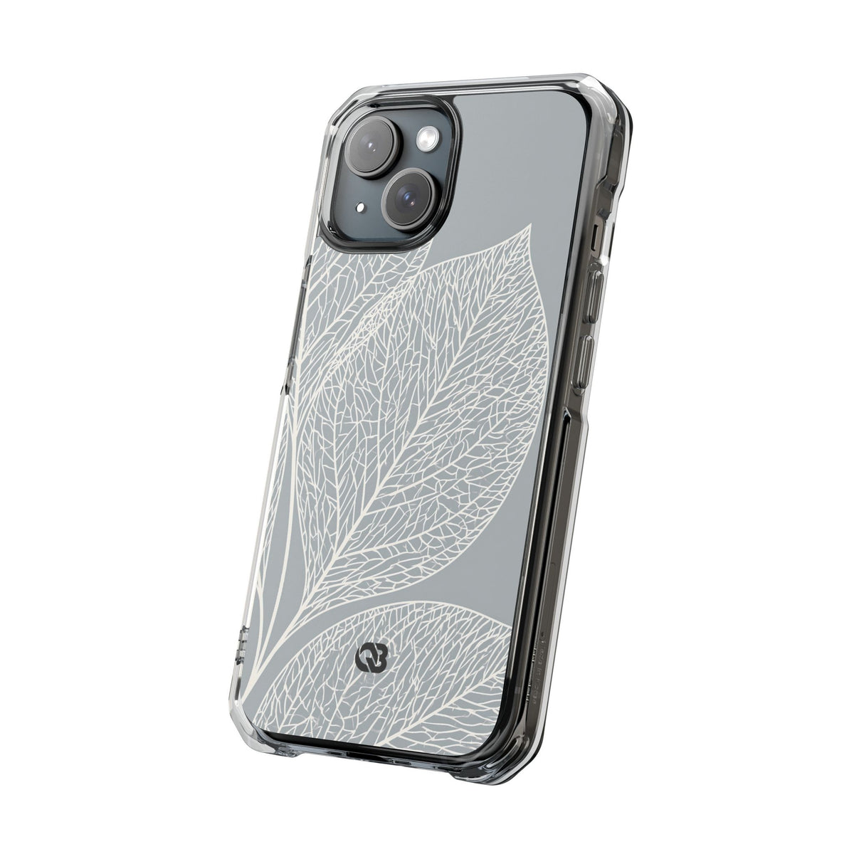 Minimal Leaf Skeleton · Clear Impact Magnetic Phone Case for iPhone ·  Grey