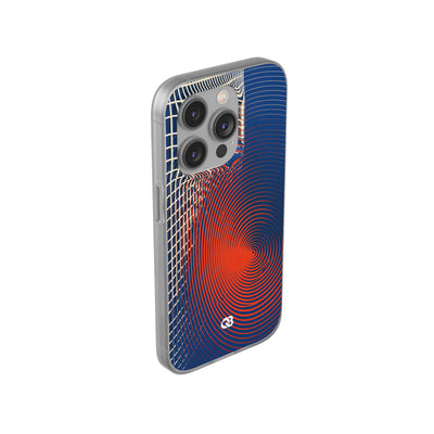 Blue Lite Phone Case for iPhone - Orange Orbit Grid