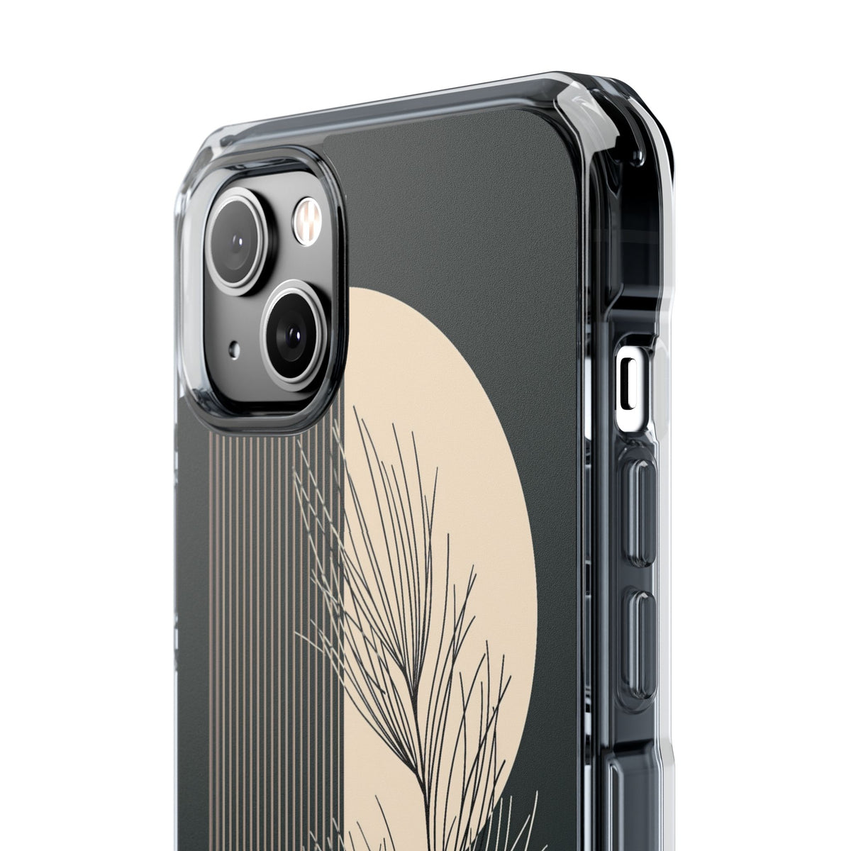Botanical Crescent Linework · Clear Impact Magnetic Phone Case for iPhone ·  Green