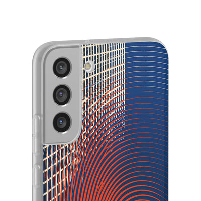 Blue Lite Phone Case for Samsung - Orange Orbit Grid