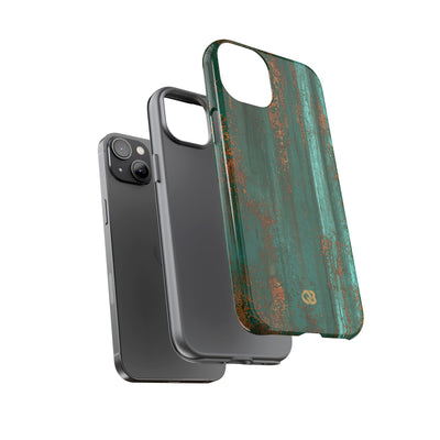 Teal Tough Phone Case for iPhone - Verdigris Copper Siding