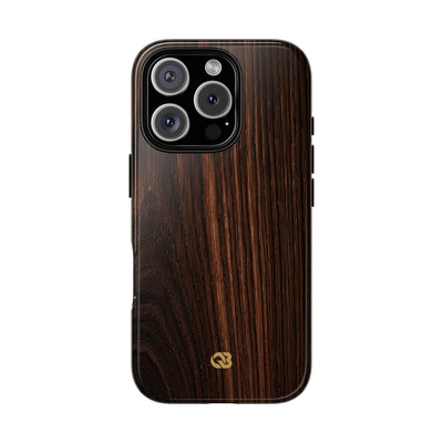 Brown Tough Phone Case for iPhone - Burnished Mahogany Grain