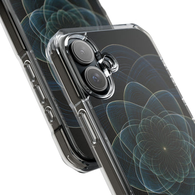 Blue Impact MagSafe Phone Case for iPhone - Celestial Wireframe Bloom