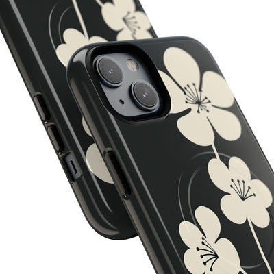 Black Tough 2.0 Magsafe Phone Case for iPhone - Obsidian Cream Bloom