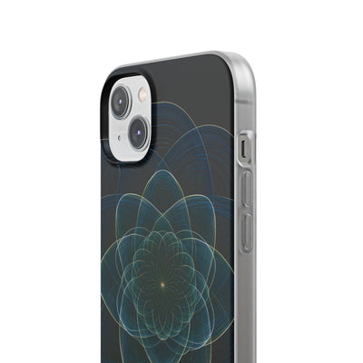 Blue Lite Phone Case for iPhone - Celestial Wireframe Bloom
