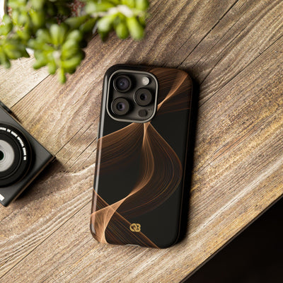 Brown Tough Phone Case for iPhone - Copper Silk Wave