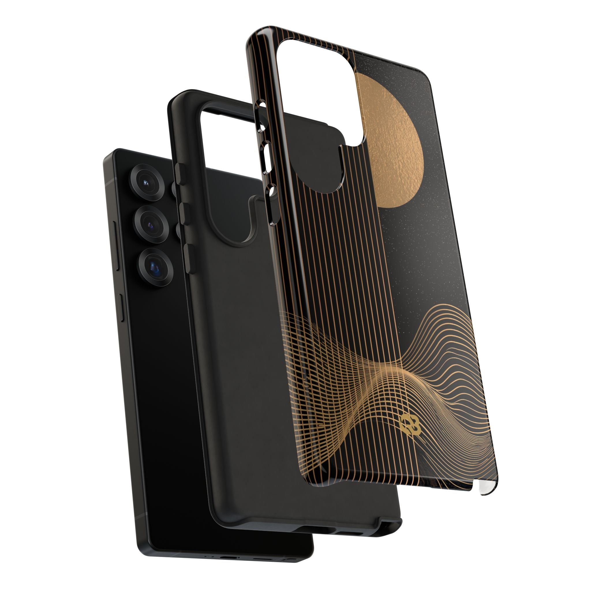 Gold Tough Phone Case for Samsung - Gilded Obsidian Dunes