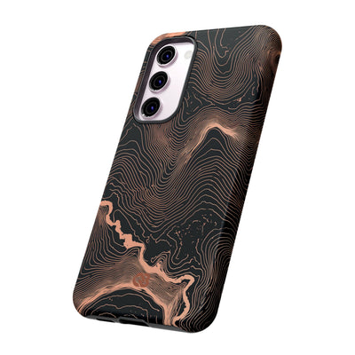 Orange Tough Phone Case for Samsung - Salmon Ridge Topo