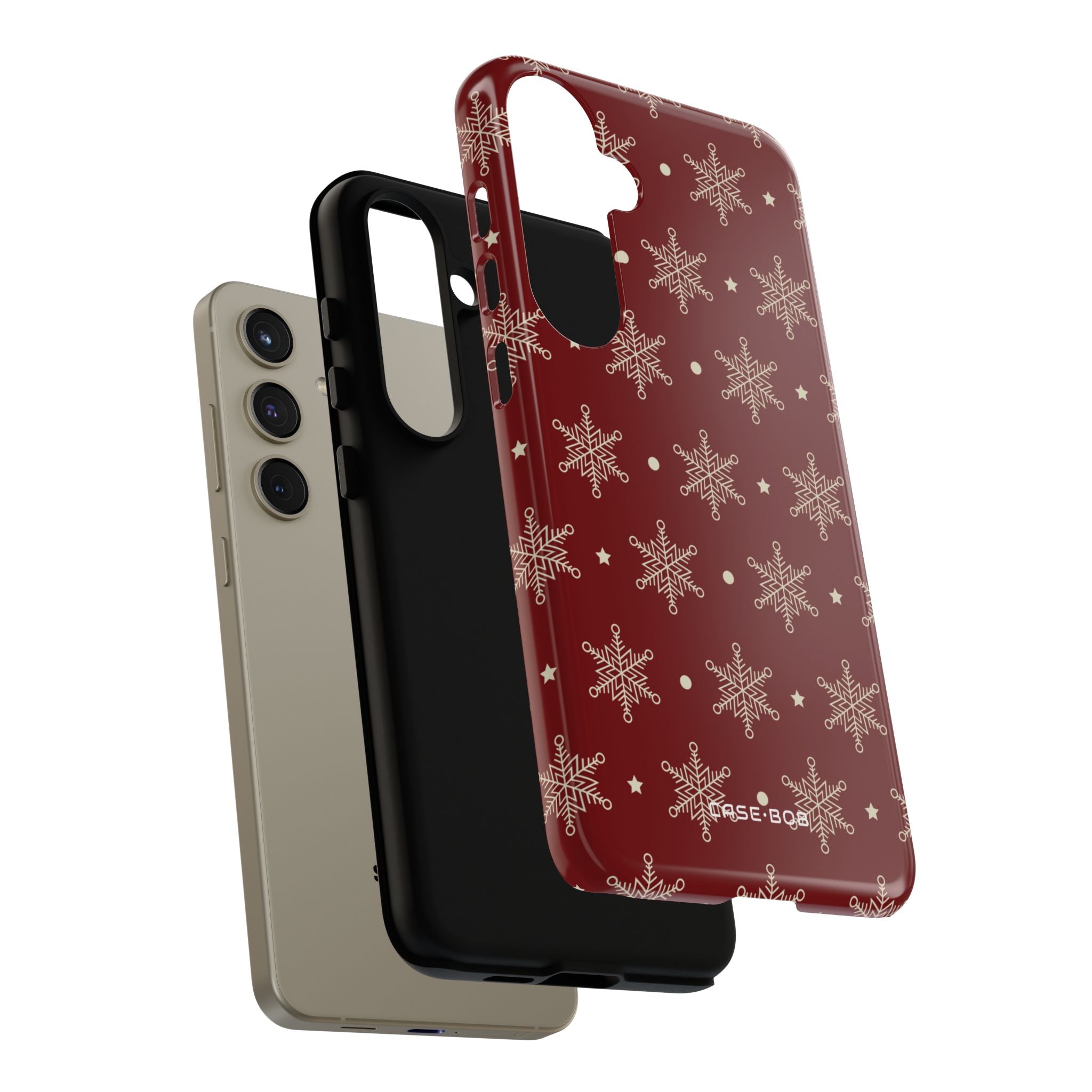 Cream Snowflake Crimson Samsung S24 Plus Case - Tough