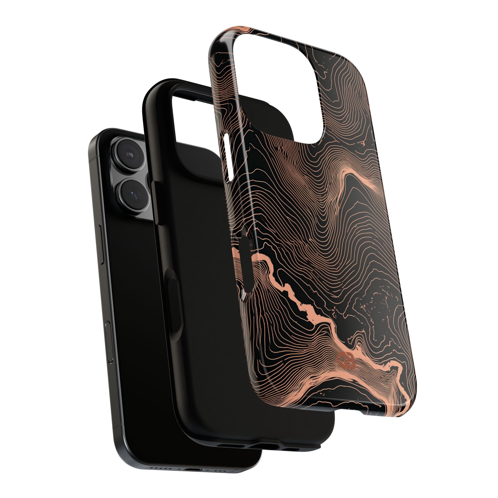 Orange Tough Phone Case for iPhone - Salmon Ridge Topo