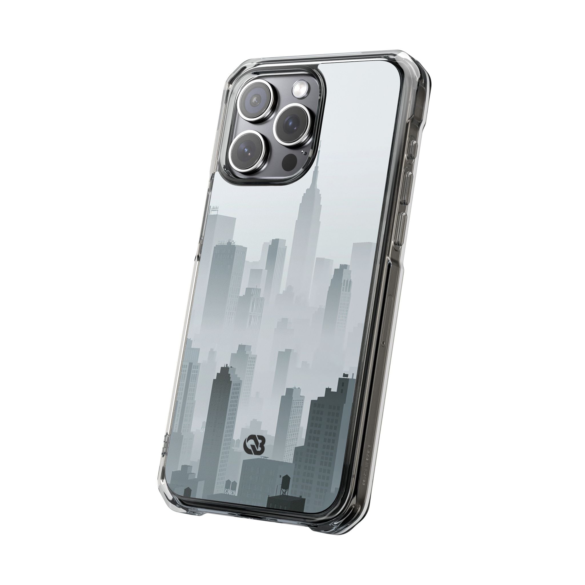 Grey Impact MagSafe Phone Case for iPhone - Steel Mist Skyline
