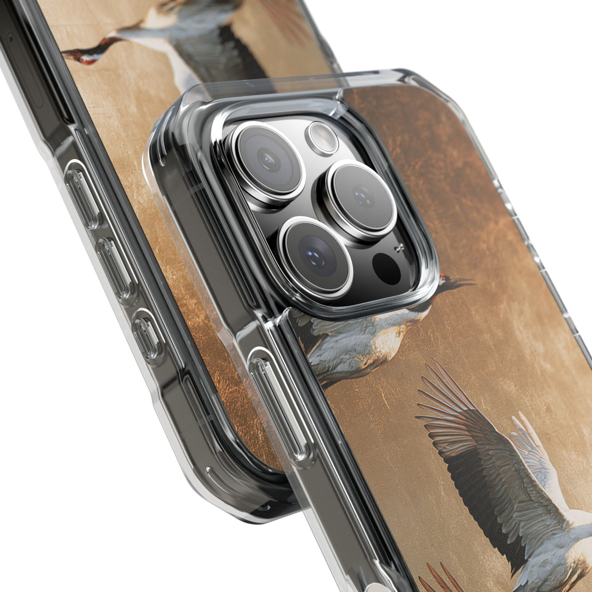 Golden Crane Flight · Clear Impact Magnetic Phone Case for iPhone · Gold