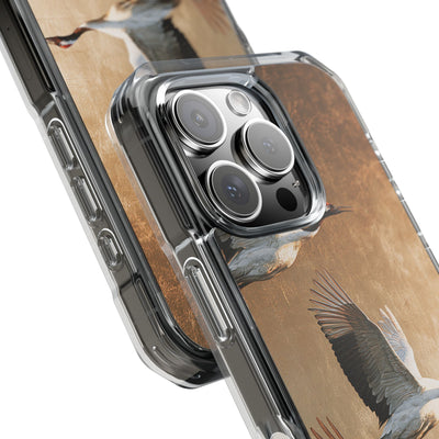 Golden Crane Flight · Clear Impact Magnetic Phone Case for iPhone · Gold
