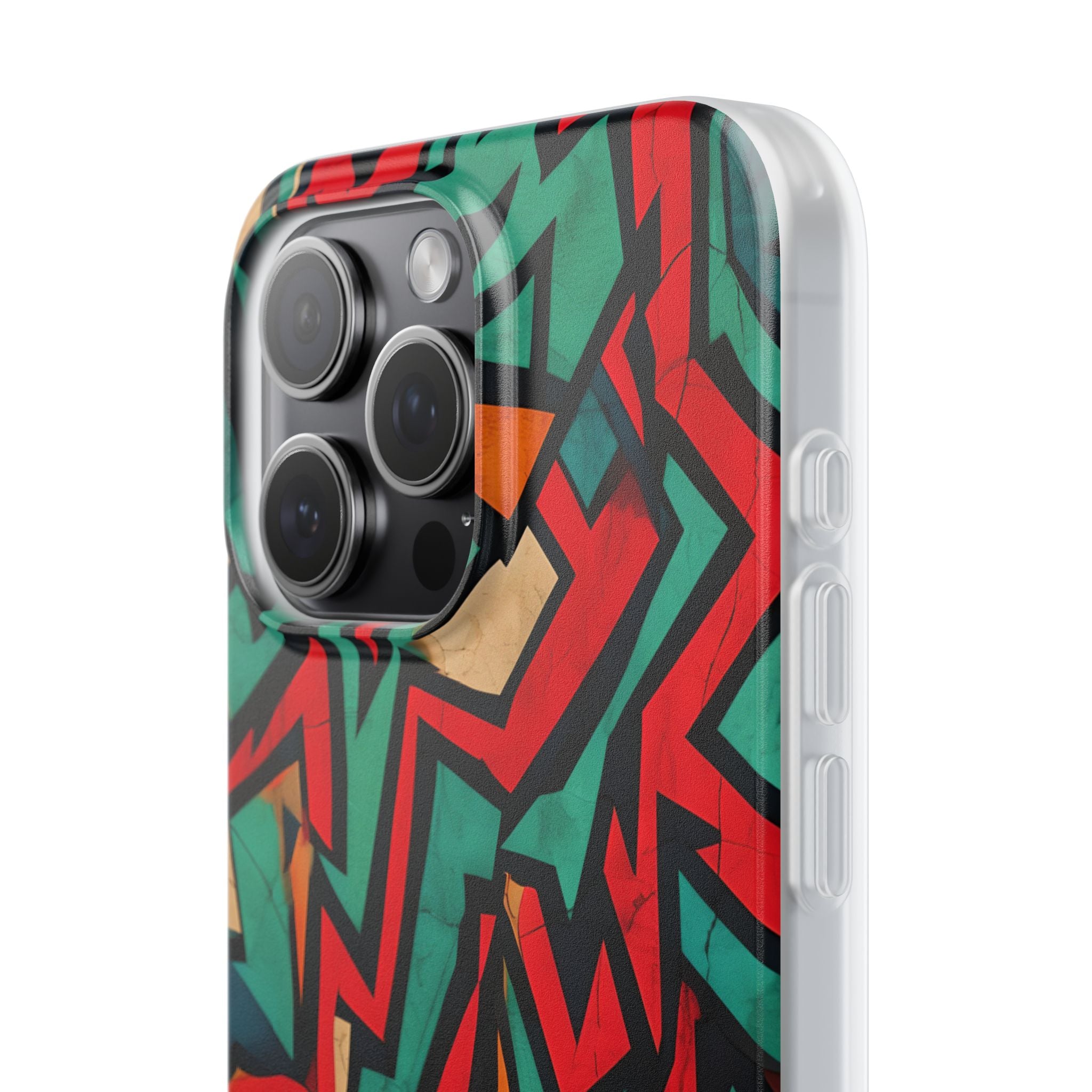 Jagged Teal Static · Soft Phone Case for iPhone