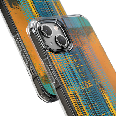 Cyber Glitch Stream · Clear Impact Magnetic Phone Case for iPhone · Teal