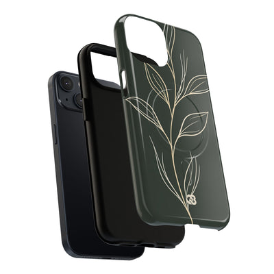 Minimal Botanical Stem · Tough 2.0 Magnetic Phone Case for iPhone · Green