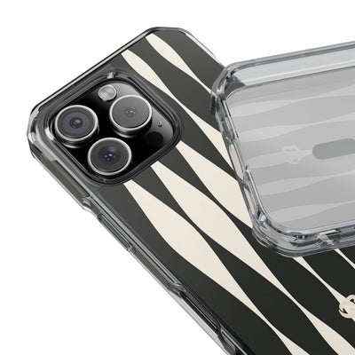 Black Impact MagSafe Phone Case for iPhone - Ivory Spindle Grid