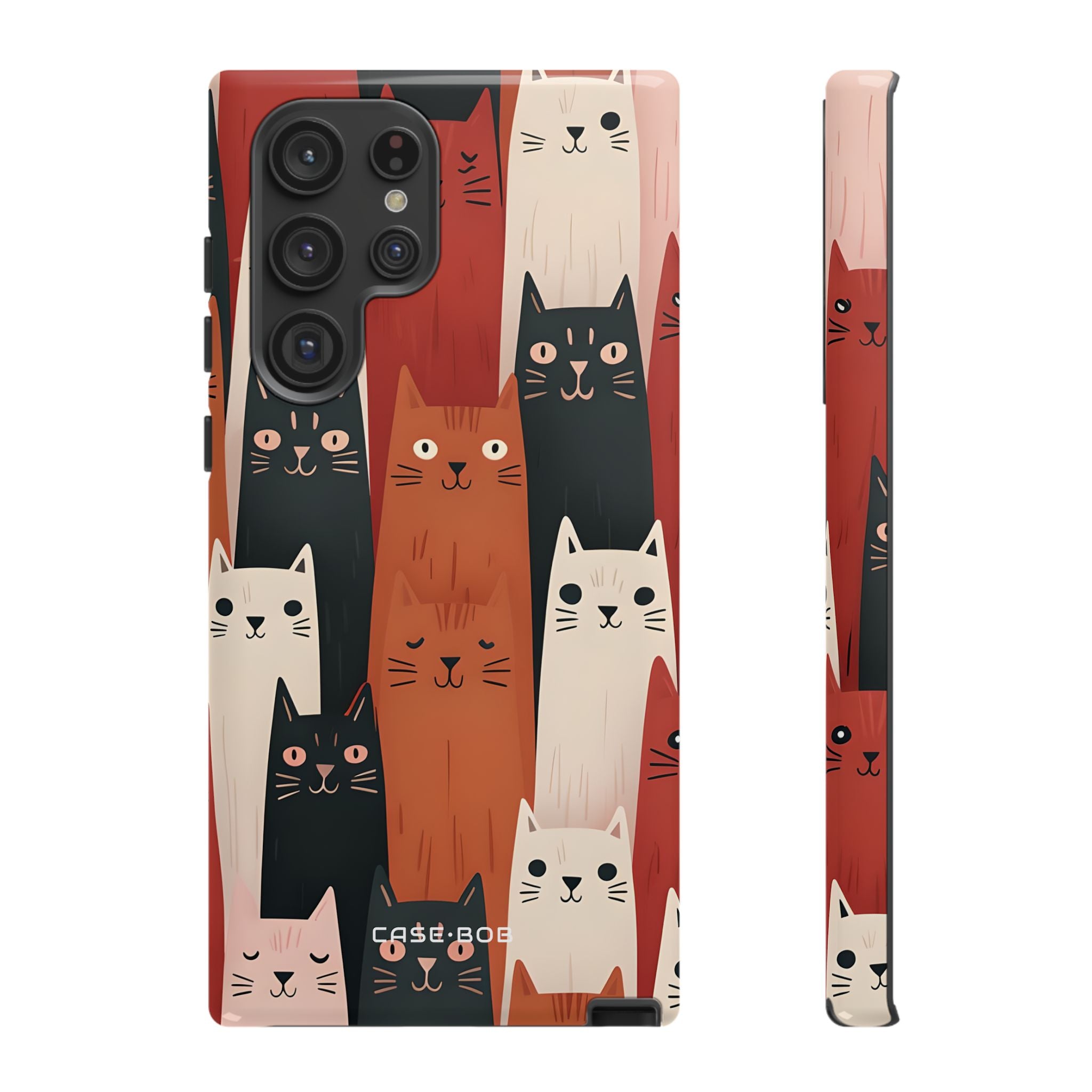 Elongated Cats Black Samsung S22 Ultra Case - Tough
