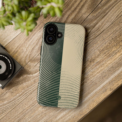 Green Tough Phone Case for iPhone - Evergreen Split Grain