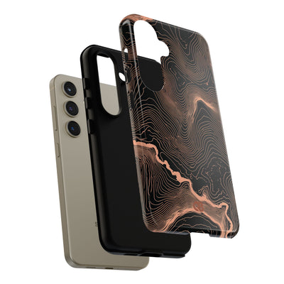 Orange Tough Phone Case for Samsung - Salmon Ridge Topo