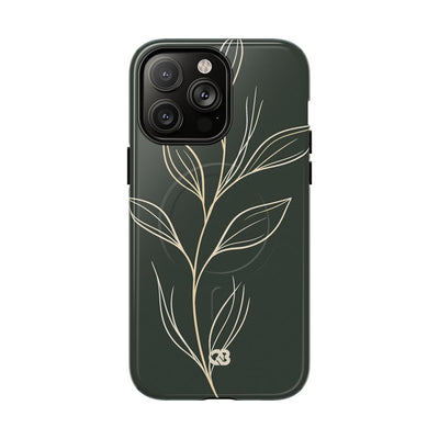 Minimal Botanical Stem · Tough 2.0 Magnetic Phone Case for iPhone · Green