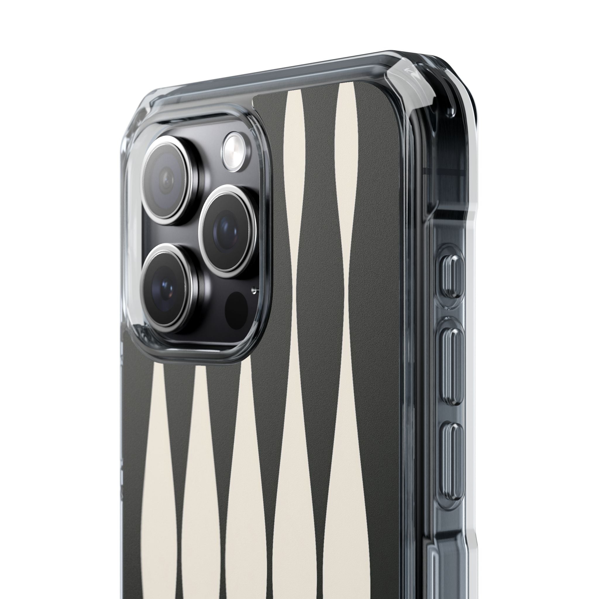 Black Impact MagSafe Phone Case for iPhone - Ivory Spindle Grid