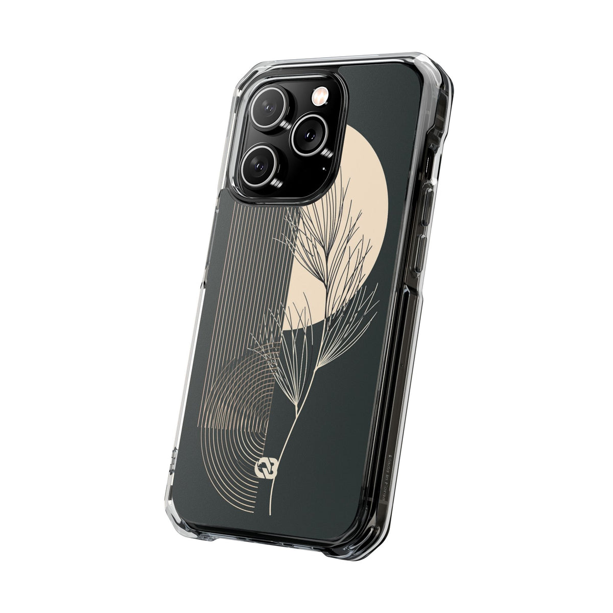 Botanical Crescent Linework · Clear Impact Magnetic Phone Case for iPhone ·  Green