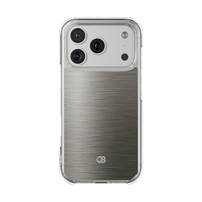Grey Impact MagSafe Phone Case for iPhone - Brushed Industrial Steel