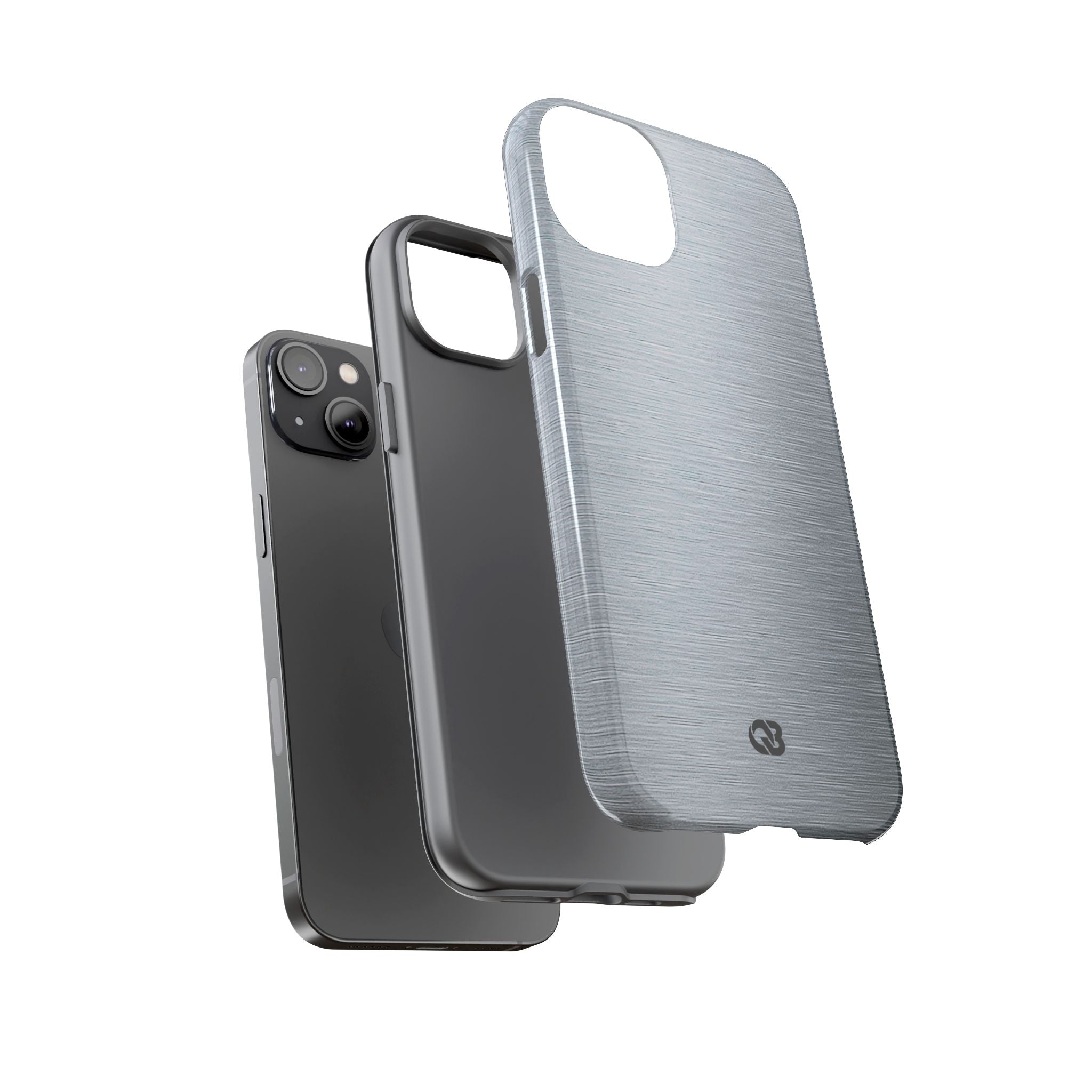 Silver Tough Phone Case for iPhone - Satin Chrome Grain